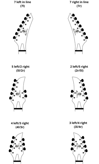 7-String Set - Locking Tuners - Gitarren Mechaniken - Celtic Megalight Monkey Grip Buttons - Small German - Guitar Monkey